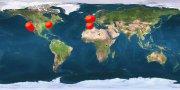 el mapa del mundo golpea el contador
